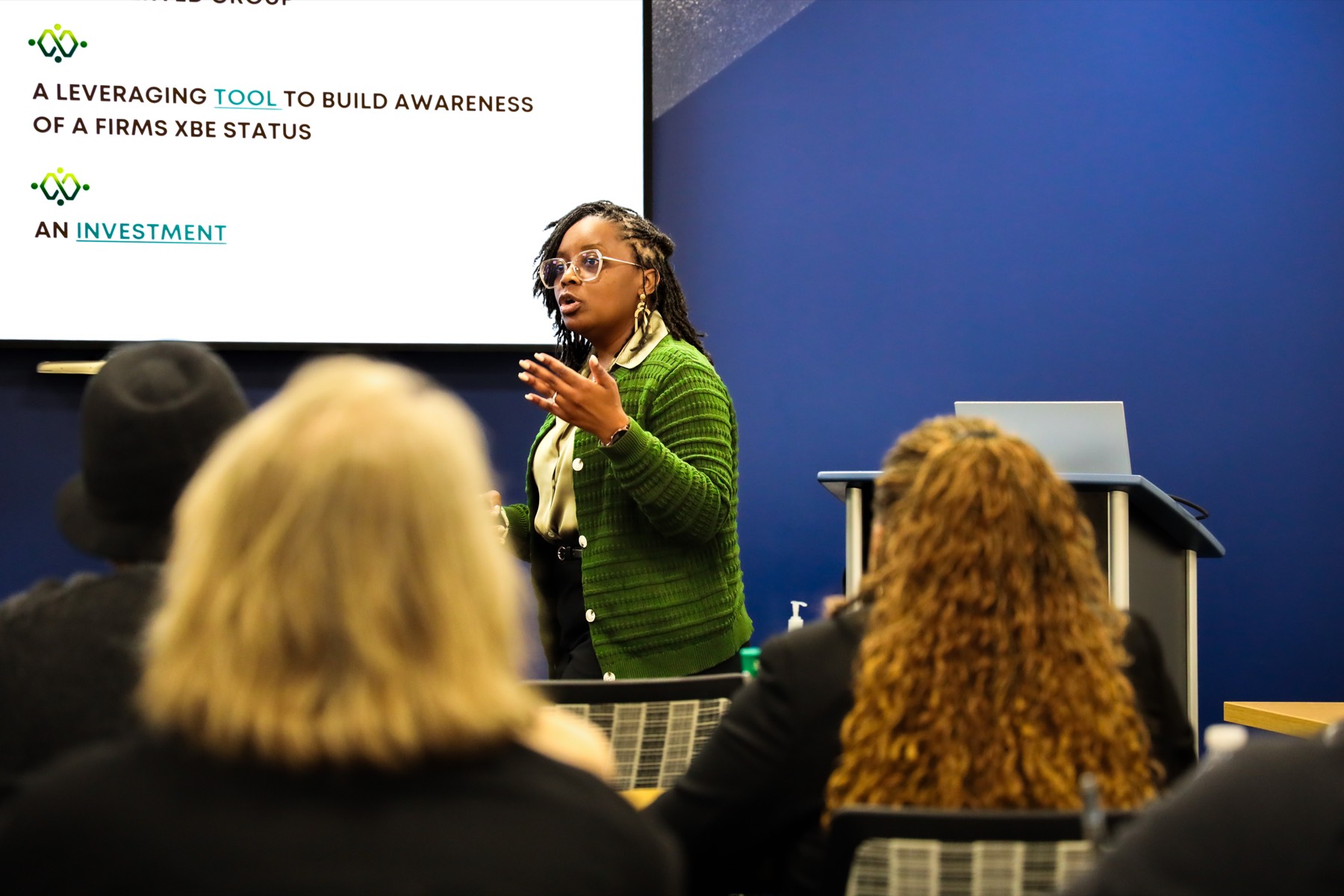 Sheena Thomas teaching business owners about XBE certification
